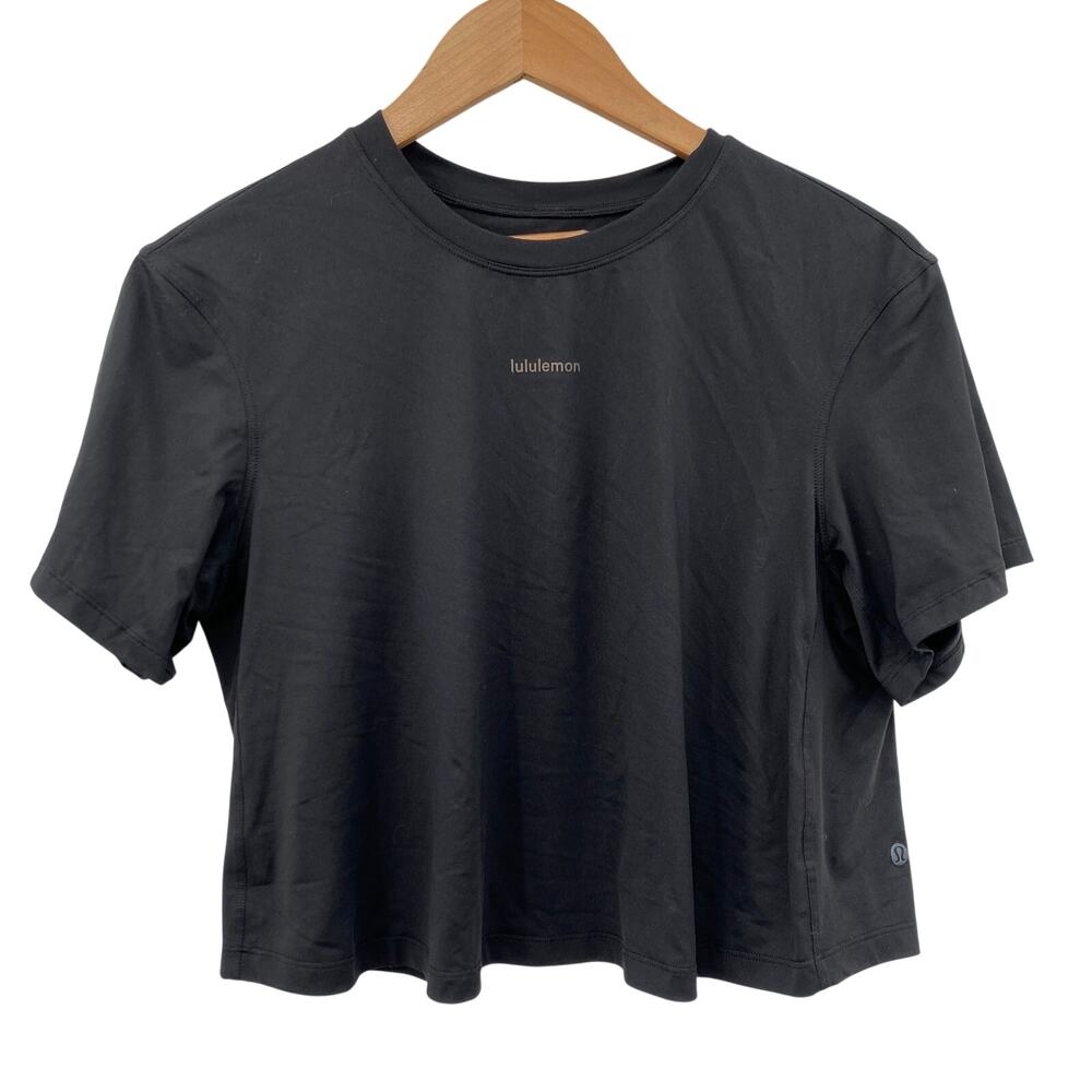 Lululemon black split back cropped tee - image 1
